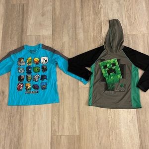 S(8) Boys Minecraft Performance Lightweight hoodie & Sleeve shirt blue blue